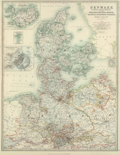 Dänemark mit Nordwestteil des Deutschen Reiches von Alexander Keith Johnston